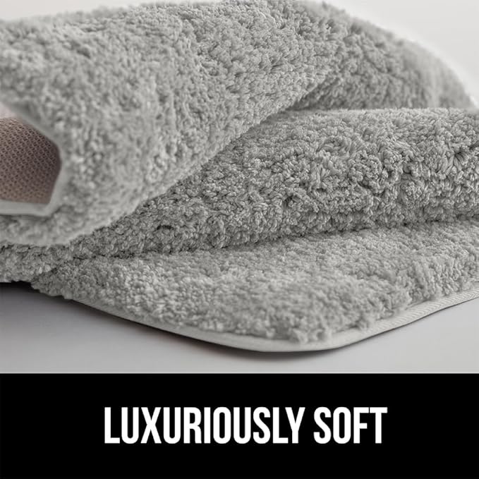 GORILLA GRIP Bathroom Rugs, 60x24, Ultra Soft Absorbent Mat, Thick Plush Bath Rug, Machine Washable, Microfiber Quick Dry, Mats for Shower, Bathtub and Floor, Home Decor Accessories, Light Gray