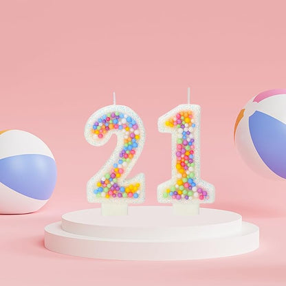 21nd Birthday Candle for Cake, Colorful Macaron Numeral Candles for Boys/Girls, Theme Birthday Party Cake Decorations, Cake Topper for Birthday Party Supplies (Number 21)