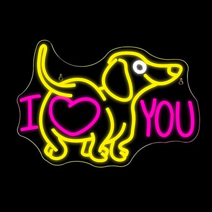 Lucunstar Dog Neon Sign I Love You Neon Signs for Wall Decor Dog LED Light for Pet Shop Wall USB Connectivity Adjustable Brightness Pink LED Sign for Party Decor Gifts for Animal Lover Valentine's Day