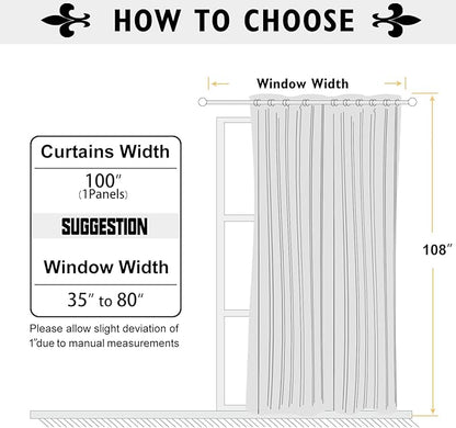 ChrisDowa Room Divider Curtain 108 Inches Long, Wide Blackout Sliding Door Curtain for Bedroom, Room Darkening Privacy Window Curtain for Patio Door (1 Panel Set, Forest Green, 100 x 108 Inch)