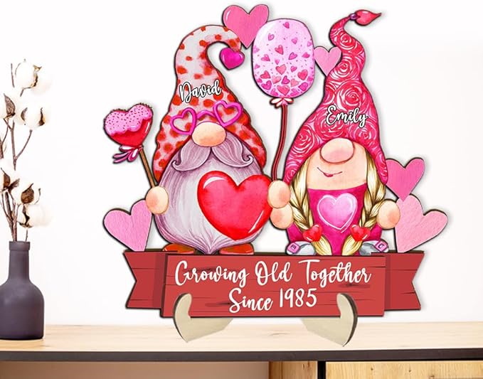 Growing Old Together Wooden Sign, Personalized Gifts for Him Her Wife Husband, Custom Wooden Plaque Anniversary Couples Gift, Christmas Valentine Gift For Parents, Grandparents Wall Decor Sign 24