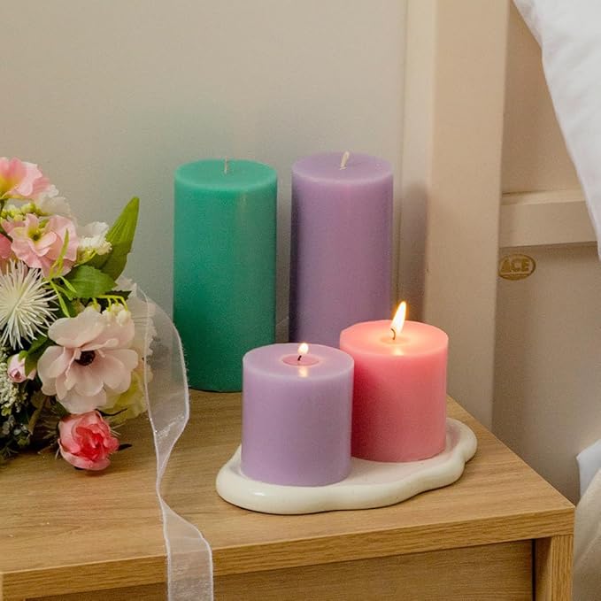 COCODOR Scented Pillar Candles, 3x6 Inch, White Jasmine, Candle Set of 3, Long Buring 85 Hours, Candles for Weddings, Party, Dinner, Home Decor.