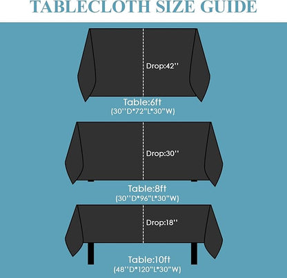 VidaFete Table Cloth 6 Pack 90 * 156inch Rectangle Tablecloth Polyester, Stain Wrinkle Resistant Polyester Dining Table Cover for Kitchen Dinning Party Wedding Rectangular Tabletop Decoration(Black)