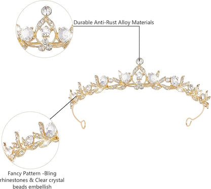 Crystal Tiaras & Crowns for Women, Bride Royal Queen Headband Princess Headpieces for Birthday Cake Crown & Prom Pageant Party