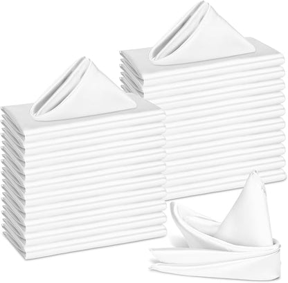 Bailarina 40 Pack White Satin Napkins,17x17 Inches Wedding Napkins Square Soft Silky Table Napkins Bulk Decorative Elegant Cloth Napkin for Party Decoration, Banquet,Wedding,Graduation