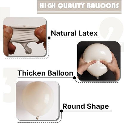 PartyWoo White Sand Balloons 50 pcs 5 Inch Small Mini Beige Cream Ivory Latex Small Mini Balloons for Wedding Bridal Graduation Baby Shower Gender Reveal Safari Birthday Party Decorations White-F12