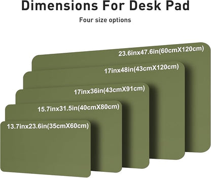 Aothia Faux Leather Desk Mat – Large Mouse Pad, Non-Slip PU Leather Blotter, Waterproof Writing Surface for Office and Home (Olive Green, 47.2" x 23.6")