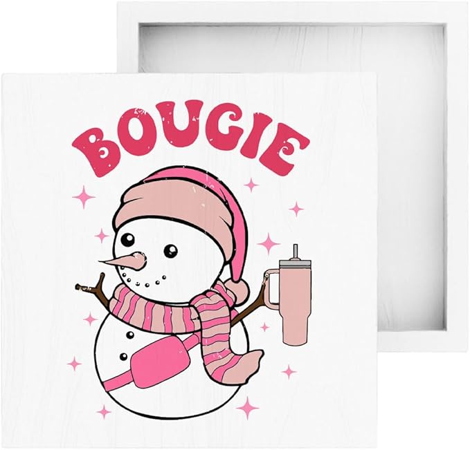 Pink Christmas Decorations for Home Christmas Snowman Decor for Room Snowman Decor for Office Table Merry Xmas Decorations 5 x 5 Inches