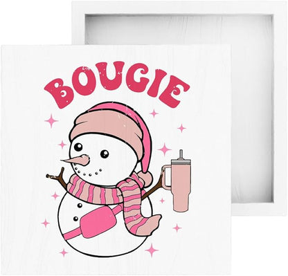 Pink Christmas Decorations for Home Christmas Snowman Decor for Room Snowman Decor for Office Table Merry Xmas Decorations 5 x 5 Inches