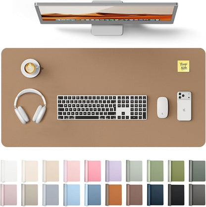 YSAGi Leather Desk Protector, Office Mat, Large Mouse Mat, Non-Slip PU Leather Blotter, Laptop Desk Mat, Waterproof Writing Pad for Office and Home (Khaki, 31.5" x 15.8")