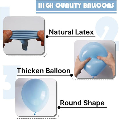 PartyWoo Light Blue Balloons 101pcs 12 Inch Baby Pastel Sky Aqua Blue Balloons for Birthday Gender Reveal Boy Baby Shower Graduation Bachelorette Anniversary Beach Dog Party Decorations Blue-Y4