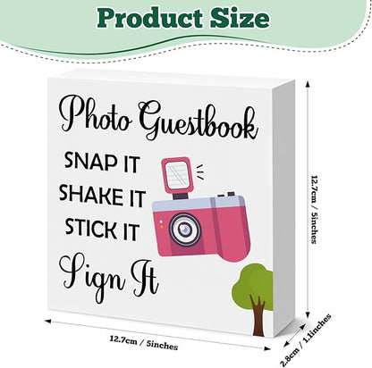 Wedding Photo Guestbook Sign Wooden Box Sign Wedding Party Signs for Reception Ceremony Guest Book Table Wooden Decor Signs Party Decorations Baby Showers Bridal Showers Engagement Decorations
