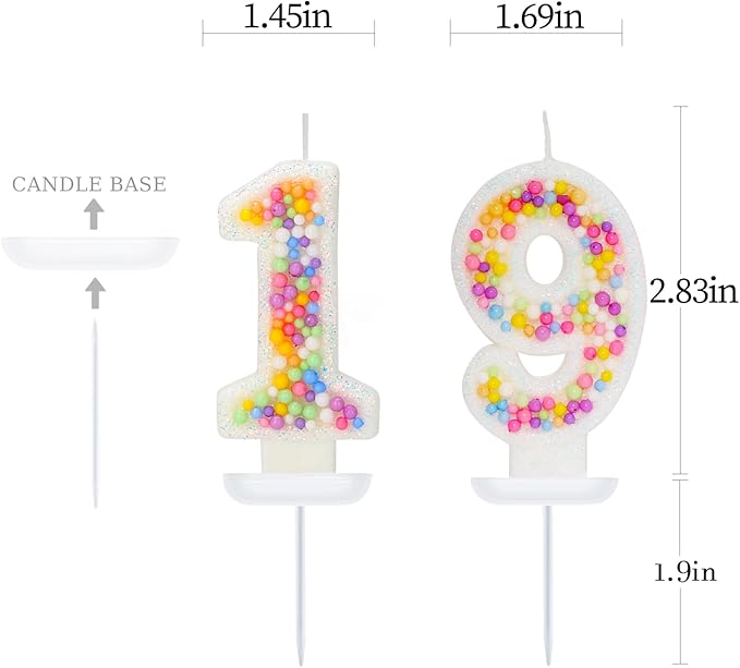 19th Birthday Candle for Cake, Colorful Macaron Numeral Candles for Boys/Girls, Theme Birthday Party Cake Decorations, Cake Topper for Birthday Party Supplies (Number 19)