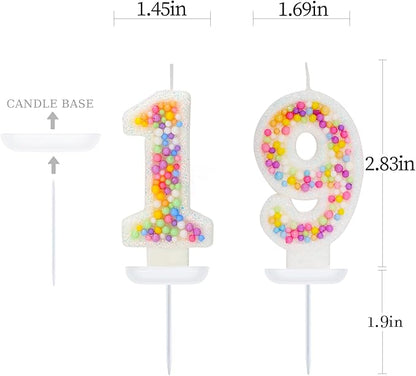 19th Birthday Candle for Cake, Colorful Macaron Numeral Candles for Boys/Girls, Theme Birthday Party Cake Decorations, Cake Topper for Birthday Party Supplies (Number 19)