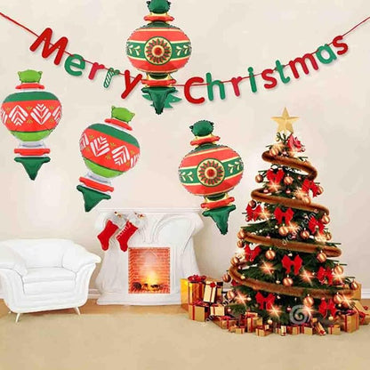 Christmas Ballooons Set Christmas Gourd Balloons Xmas Mylar Red Green Balloons Kit for Christmas-Themed Party Birthday Party Supplies Decorations 6 PCS