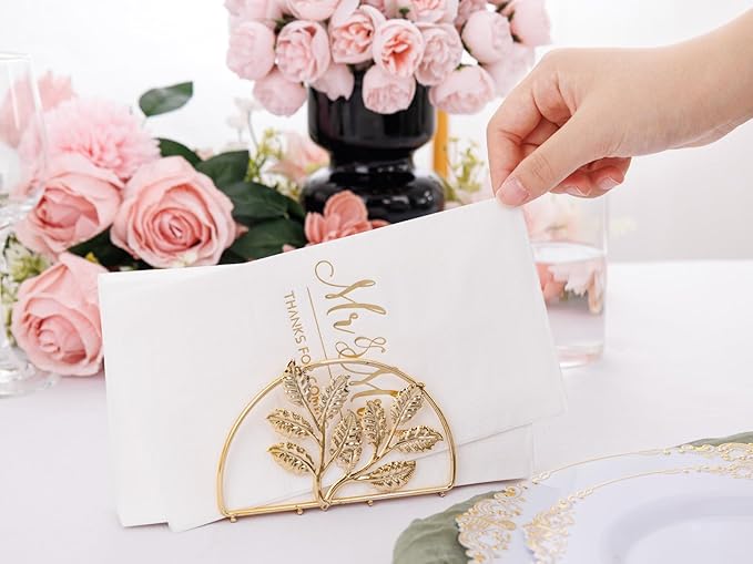 200PCS Gold Napkins - 3-Ply Mr and Mrs Napkin - Disposable Dinner Paper Napkins for Table Decorations, Ideal for Weddings, Showers, Engagement Parties