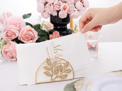 200PCS Gold Napkins - 3-Ply Mr and Mrs Napkin - Disposable Dinner Paper Napkins for Table Decorations, Ideal for Weddings, Showers, Engagement Parties