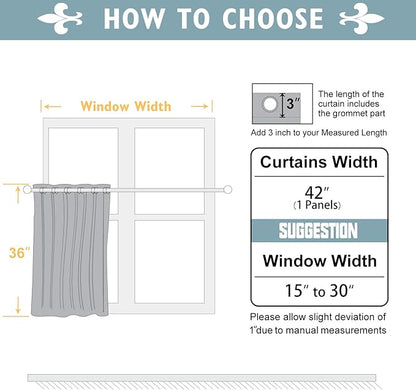 ChrisDowa Blackout Curtains 36 Inches Long for Living Room, Grommet Thermal Insulated Room Darkening Curtains for Bedroom (1 Panel Set, Light Grey, 42W x 36L)