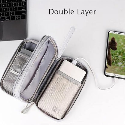 Electronics Accessories Bag, Universal Electronics Accessories Organizer Case, Waterproof Portable Cable Organizer Bag, Travel Gear Carry Bag for Cord, Charger, Flash Drive, Phone, SD Card, Gray