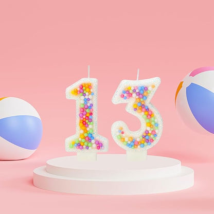 13th Birthday Candle for Cake, Colorful Macaron Numeral Candles for Boys/Girls, Theme Birthday Party Cake Decorations, Cake Topper for Birthday Party Supplies (Number 13)