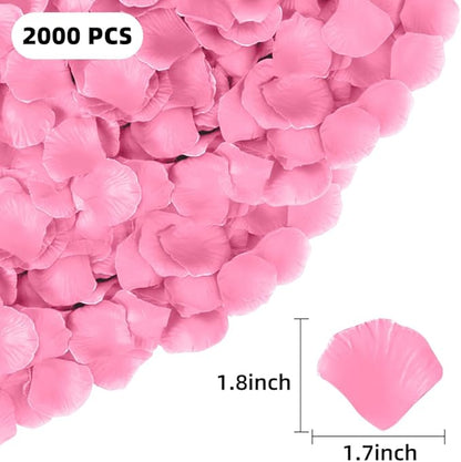 Rose Petals 2000pcs Artificial Silk Pink Rose Petals Flower Petals Fake Faux Roses Petal for Romantic Night Roses Petal Decorations for Wedding Proposal Anniversary Valentine's Day Flower Decorations