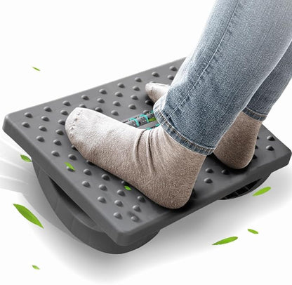 Foot Rest for Under Desk at Work - Ergonomic Foot Stools for Under Office Desk - Rocking Footrest with Roller Massager - Leg Rest for Chair, Computer Gaming -13" L x 9.6" W x 5" H (Gray)