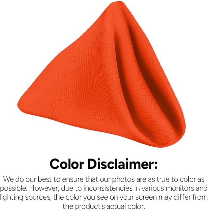 Orange Cloth Napkins Bulk (Pack of 24) - 100% Polyester Dinner Linen Napkins Cloth Washable & Reusable - Durable with Hemmed Edges - Ideal for Parties and Weddings (17x17 Inches)