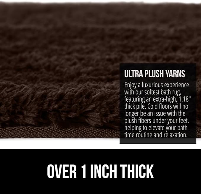 GORILLA GRIP Bathroom Rugs, 36x24, Ultra Soft Absorbent Mat, Thick Plush Bath Rug, Machine Washable, Microfiber Quick Dry, Mats for Shower, Bathtub and Floor, Home Decor Accessories, Brown