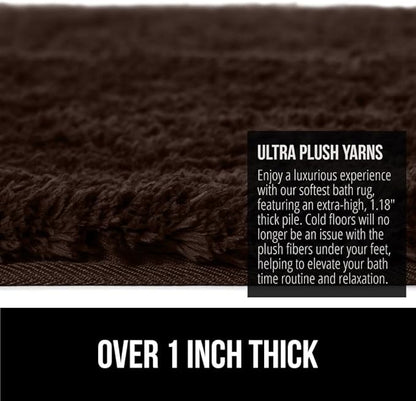 GORILLA GRIP Bathroom Rugs, Ultra Soft Absorbent Mat, Thick Plush Bath Rug, Machine Washable, Microfiber Quick Dry, Mats for Shower, Bathtub and Floor, Home Decor Accessories, 24x17, Brown
