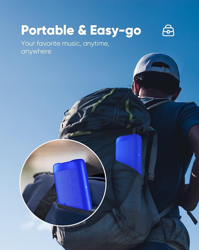 Bluetooth Speaker Gifts for Men: Portable Wireless, IPX5 Waterproof, White Elephant Gifts for Adults, Stocking Stuffers for Teens Boy Girl, Up to 20H Playtime, TWS Pair, for Home/Party/Outdoor (Blue)
