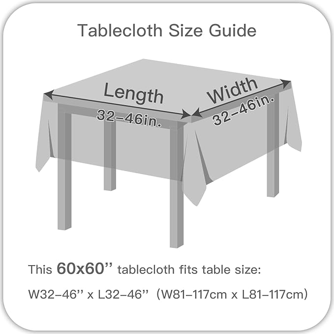 maxmill Jacquard Square Tablecloth Waterproof Spillproof Wrinkle Resistant Soft Textured Table Cloth for Dinner and Party Washable Polyester Fabric, Indoor and Outdoor Use, 60 x 60 Inch, Charcoal