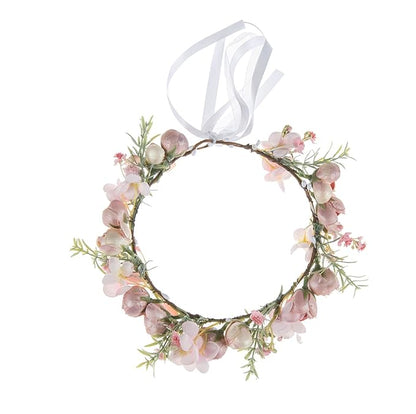 Vividsun Wedding Bridal Green Leaf Flower Crown Eucalyptus Floral Crown Maternity Photo Props (E/pink crown)