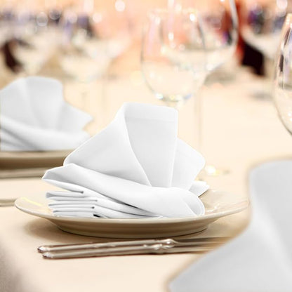 White Cloth Napkins Bulk (Pack of 24) - 100% Polyester Dinner Linen Napkins Cloth Washable & Reusable - Durable with Hemmed Edges - Ideal for Parties and Weddings (17x17 Inches)