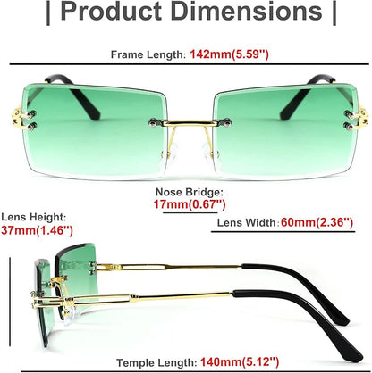 FEISEDY Vintage Rimless Sunglasses Rectangle Frameless Candy Color Glasses Women Men B2642
