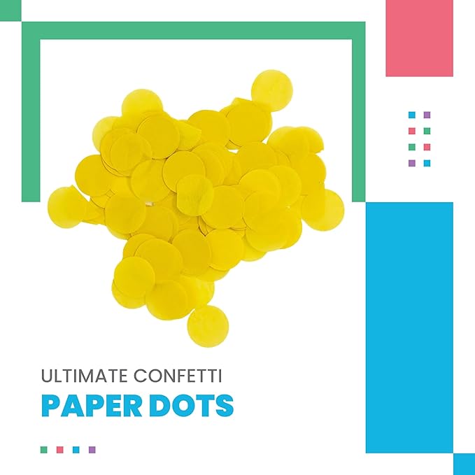 Biodegradable Tissue Paper Confetti Dots, Yellow Color (1 Pound Bag of Confetti)