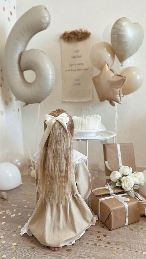 Beige 18th Birthday Balloons Number 18, 40 Inch Large Foil 1 & 8 Numbers Balloons for 18 Year Old Boys Girls, White Cream Helium Balloon for Women Men 18th 81st Birthday Anniversary Party Decorations