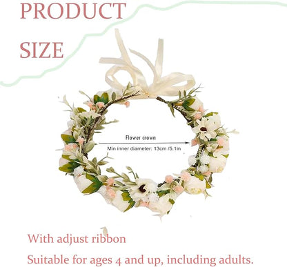 Floral Fall Camellia Flower Crown Rose Headpiece Wedding Bridal Flower Girl Halo Maternity Photo Props FL-03