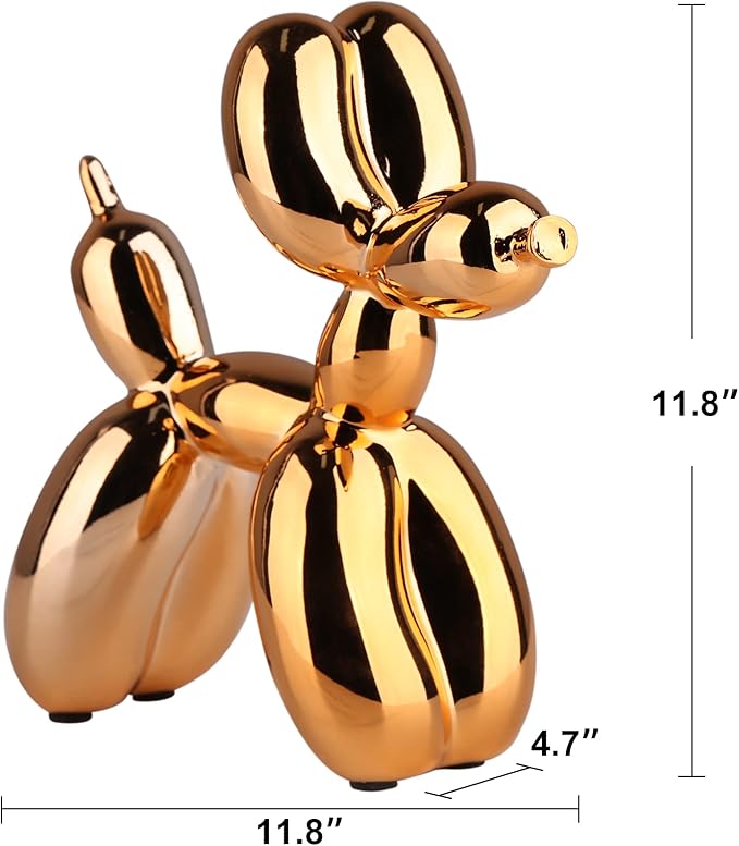 Orange Balloon Dog Statue-balloon Animal Decor, Crafts Living Room Desktop Shelf Decorations,Preppy Home Decor Accents, Bedroom Modern Sculpture Desk Decors,office Gold Decoration Small Figurines