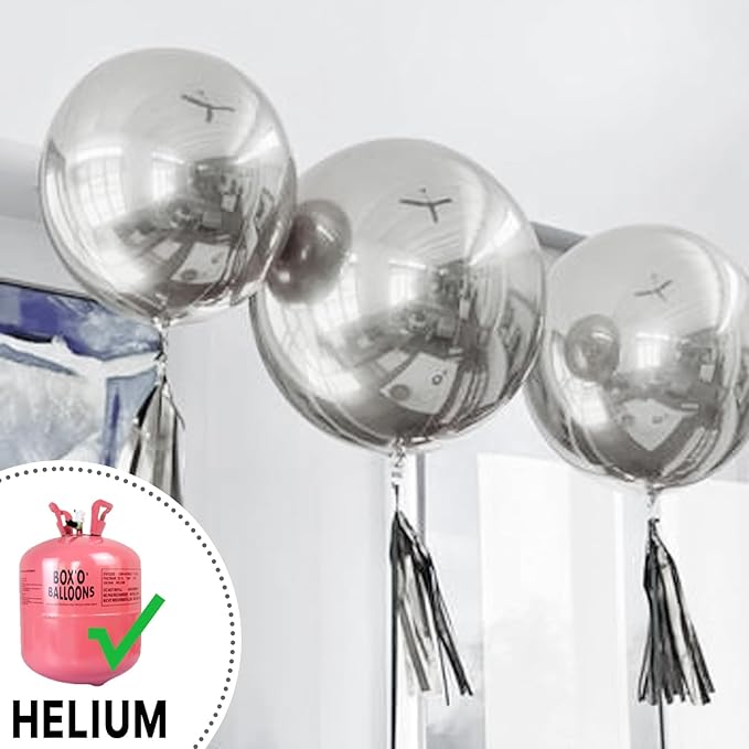 PartyWoo Metallic Silver Balloons 4pcs 36 Inch Large Big Jumbo Giant Silver Chrome Balloons for Graduation Wedding Baby Shower Bachelorette Anniversary Birthday Party Decorations Silver-G102