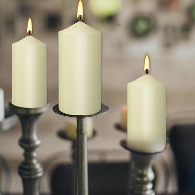 2"x4" High Ivory Pillar Candles, Set of 20 Unscented. Dripless Unscented Smokeless, Ideal for Halloween, Wedding, Emergency Lanterns, Household, Wedding and Home Décor Candlesticks