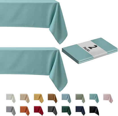 maxmill 2 Pack 60 x 84 Inch Turquoise Textured Rectangle Tablecloth Water Resistant Wrinkle Free Spillproof, Soft Jacquard Table Cloth for Banquet Parties Holiday Dinner, Indoor and Outdoor Use
