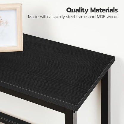 HOOBRO 29.5" Narrow Console Table, 3 Tier Entryway Table with Shelves, Thin Sofa Table, Behind Couch Table, Display Side Table, for Hallway, Entrance, Living Room, Black BB73XG01