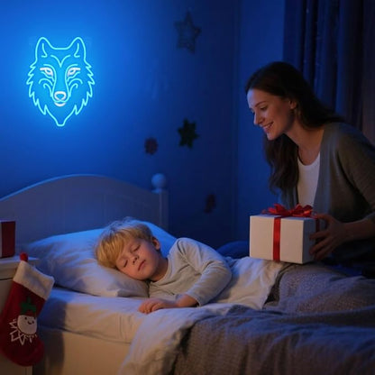 Wolf Neon Sign, Dimmable LED Wolf Light Animal Wall Decor, Christmas Gift Birthday Gifts for Boys Men, Bedroom Living Room Man Cave Home Decoration With USB Powered