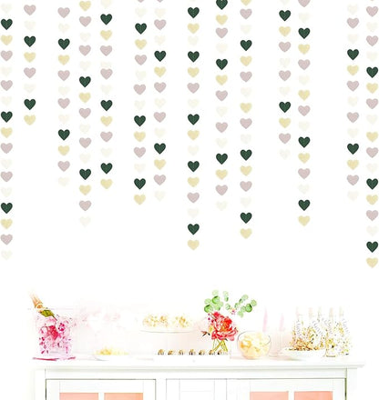 Sage-Green Gold Nude-Pink Party-Decorations Garland - 52Ft Boho Champagne Paper Streamers Banner,Birthday Bachelorette Baby Bridal Shower Wedding Engagement Fall Autumn Christmas Hanging Decor Ouruola
