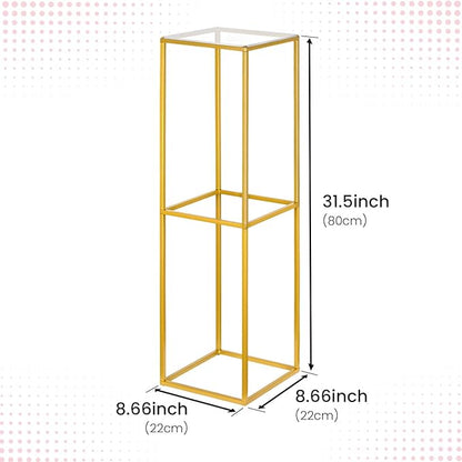 YALLOVE 10 Pcs 31.5 Inch Metal Flower Stand, Gold Centerpieces Vases Stand With Clear Acrylic Sheets, Geometric Display Rack for Wedding Party Decorations