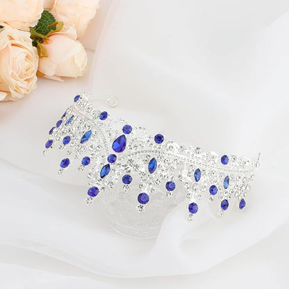 COCIDE Blue Crystal Tiaras and Crowns for Women Princess Queen Crowns for Women Rhinestone Tiaras for Girls Bride Wedding Hair Accessories for Bridal Birthday Party Prom Halloween Cosplay Christmas