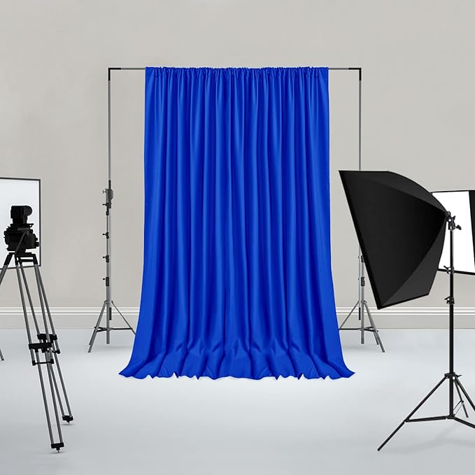 Hiasan Neon Blue Screen Backdrop Curtains for Parties, Polyester Photography Backdrop Drapes for Family Gatherings, Wedding Decorations, 5ftx8ft, Set of 2 Panels