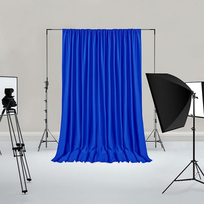 Hiasan Neon Blue Screen Backdrop Curtains for Parties, Polyester Photography Backdrop Drapes for Family Gatherings, Wedding Decorations, 5ftx8ft, Set of 2 Panels