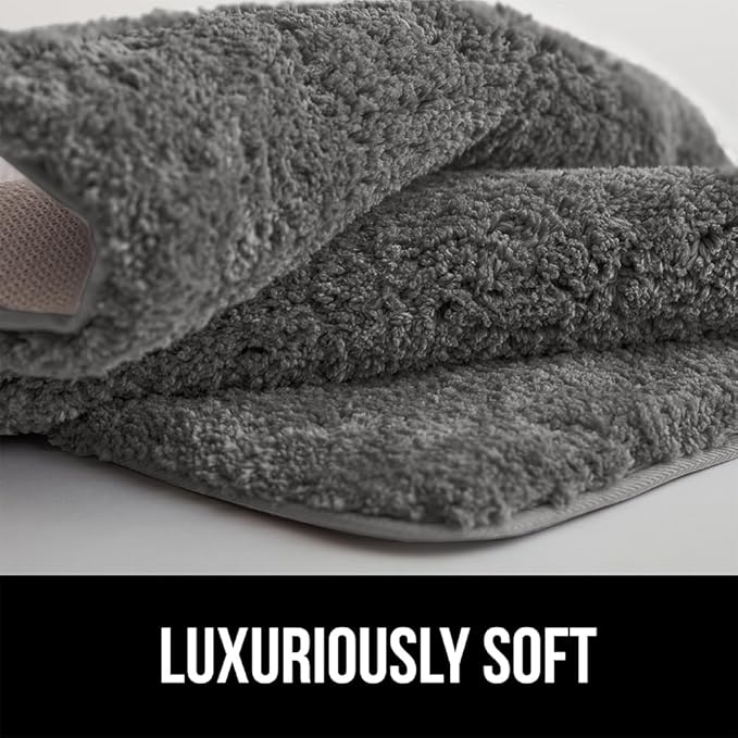 GORILLA GRIP Bathroom Rugs, Ultra Soft Absorbent Mat, Thick Plush Bath Rug, Machine Washable, Microfiber Quick Dry, Mats for Shower, Bathtub and Floor, Home Decor Accessories, 24x17, Charcoal