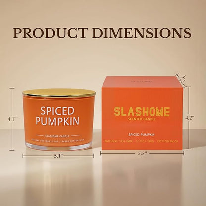 Pumpkin Spice Fall Candle, Large 3 Wick 12oz Luxury Candle, Elegant Autumn Gift for Women & Men, 60+ Hour Burn Time & Non-Toxic, Cozy Fall & Halloween Home Decor